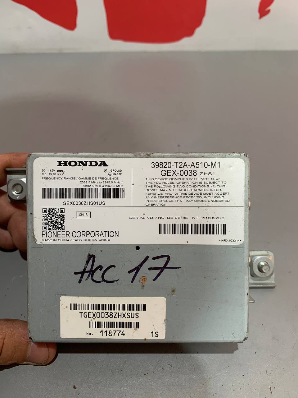Блок супутникового радіо Honda Accord 9 39820-T2A-A510-M1